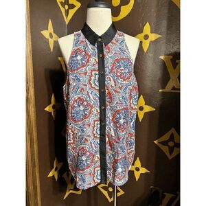 Juicy Couture Sleeveless Silk Button Up Blouse Size 10
